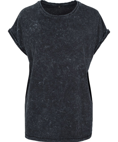 Women's acid washed extended shoulder tee