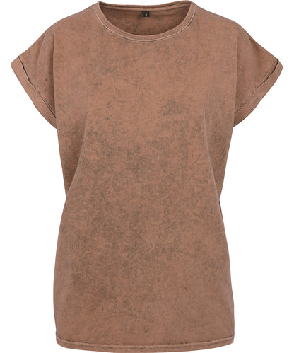 Women's acid washed extended shoulder tee