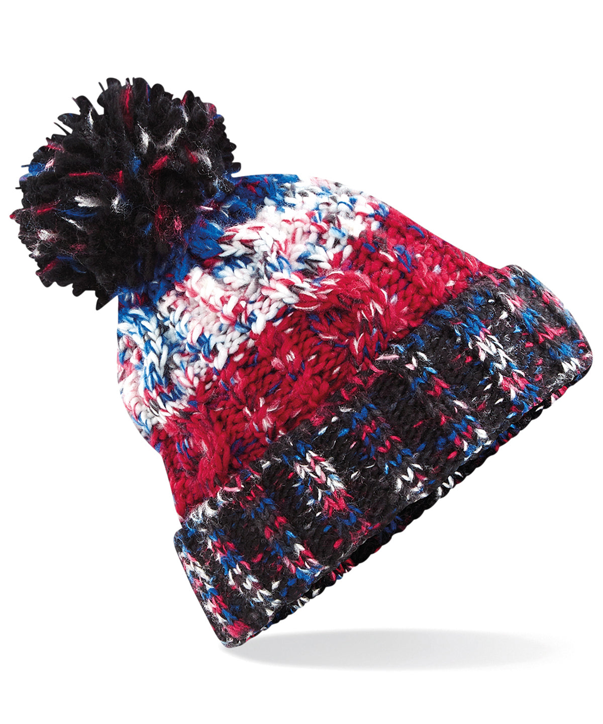 Corkscrew pom pom beanie