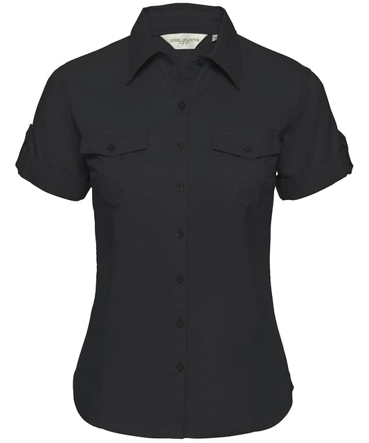 Women's roll-sleeve short sleeve shirt