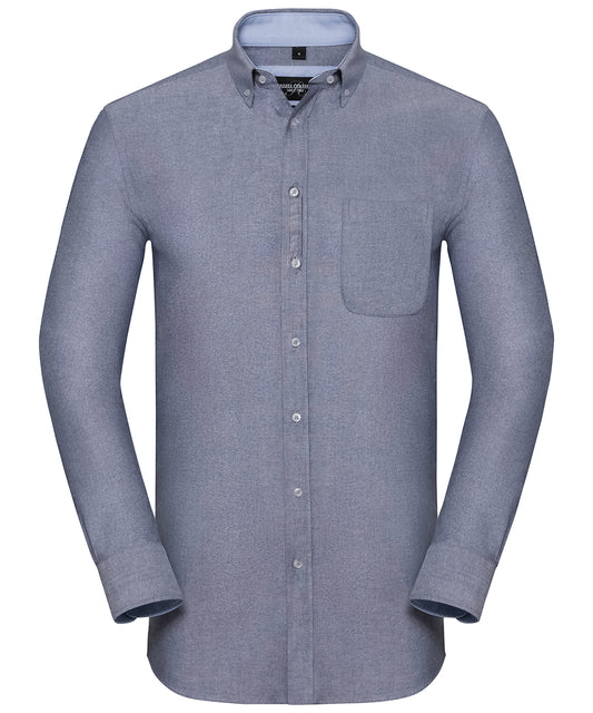 Long sleeve tailored washed Oxford shirt