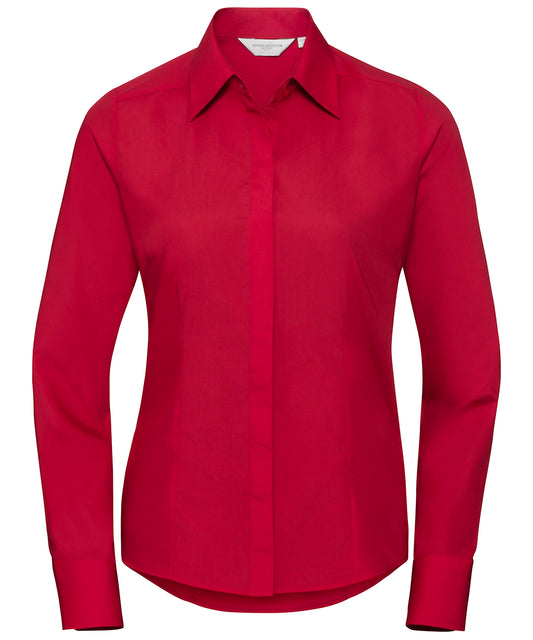 Women's long sleeve polycotton easycare fitted poplin shirt