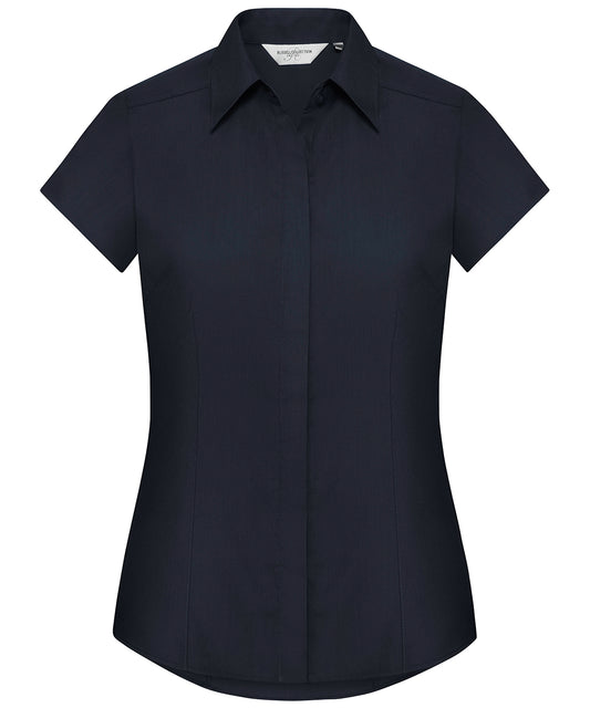 Women's cap sleeve polycotton easycare fitted poplin shirt