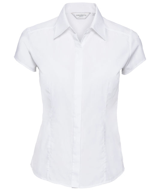 Women's cap sleeve polycotton easycare fitted poplin shirt