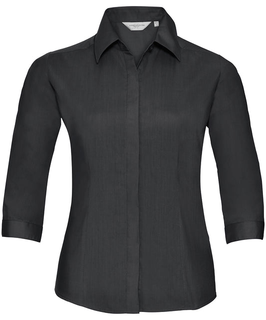 Women's Â¾ sleeve polycotton easycare fitted poplin shirt