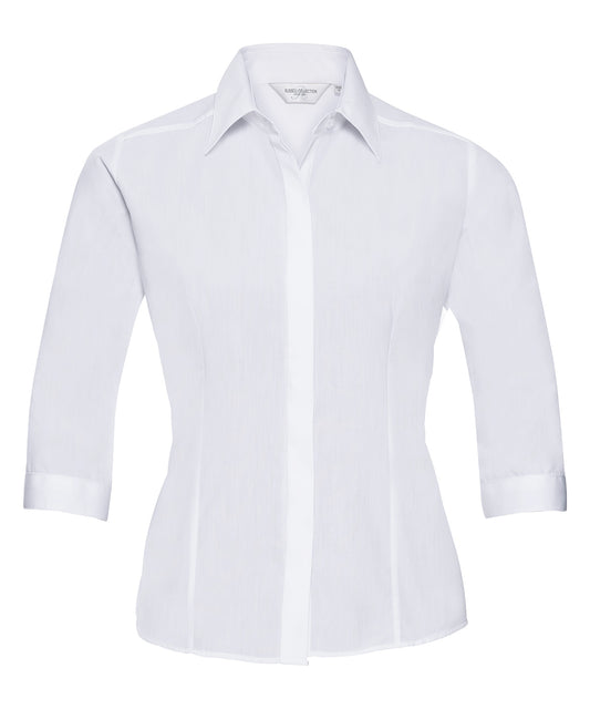 Women's Â¾ sleeve polycotton easycare fitted poplin shirt