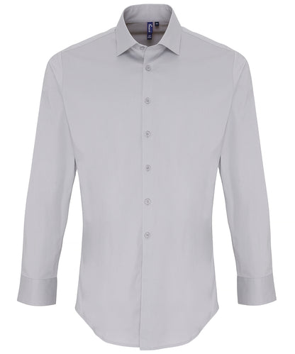 Stretch fit cotton poplin long sleeve shirt