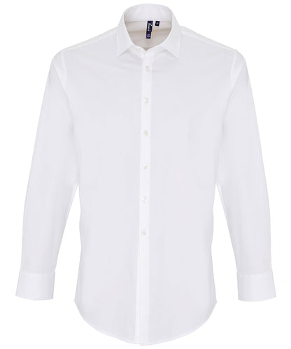 Stretch fit cotton poplin long sleeve shirt