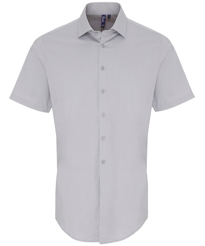 Stretch fit cotton poplin short sleeve shirt