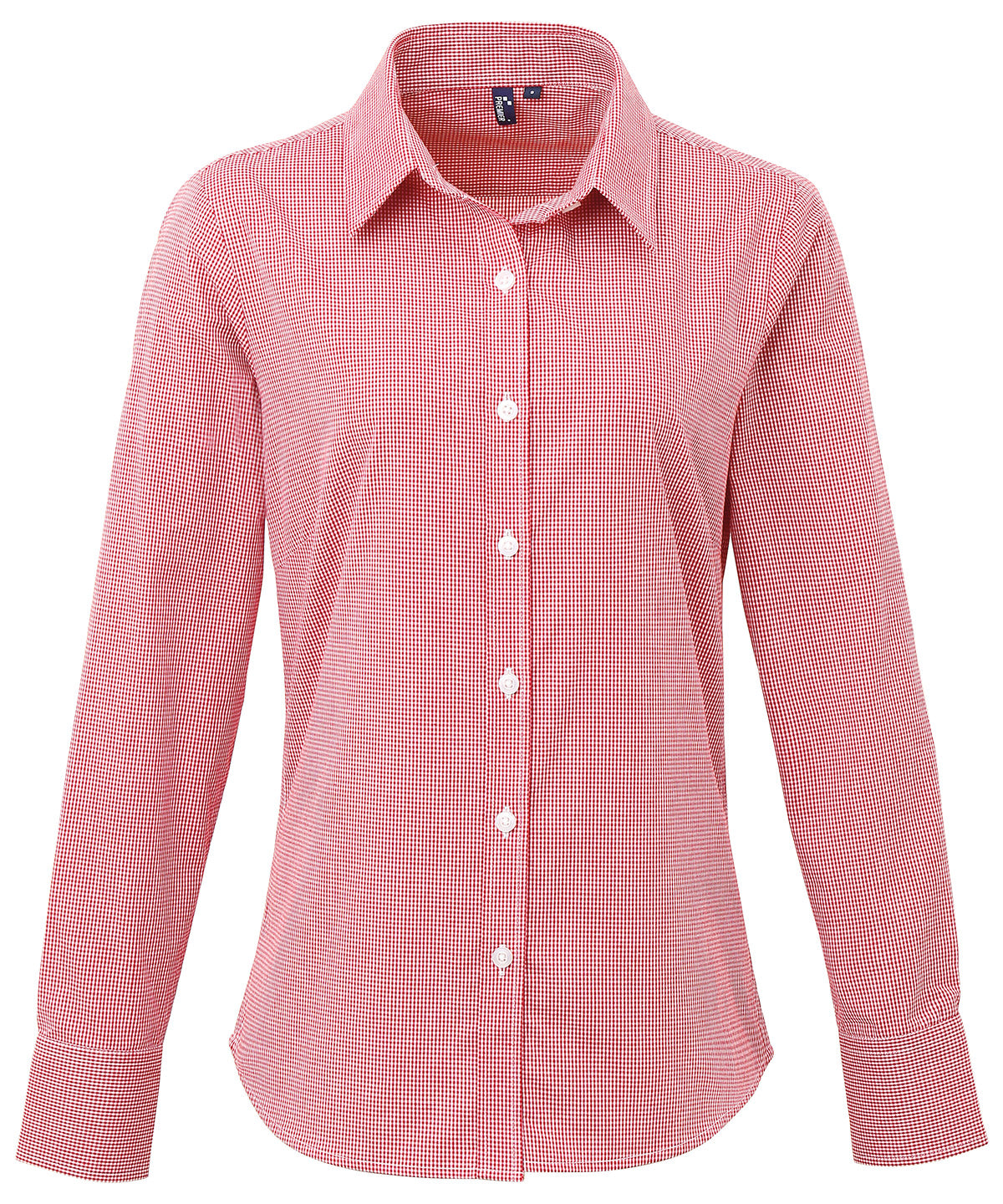 Premier Women's Microcheck (Gingham) Long Sleeve Cotton Shirt – 3Q Workwear