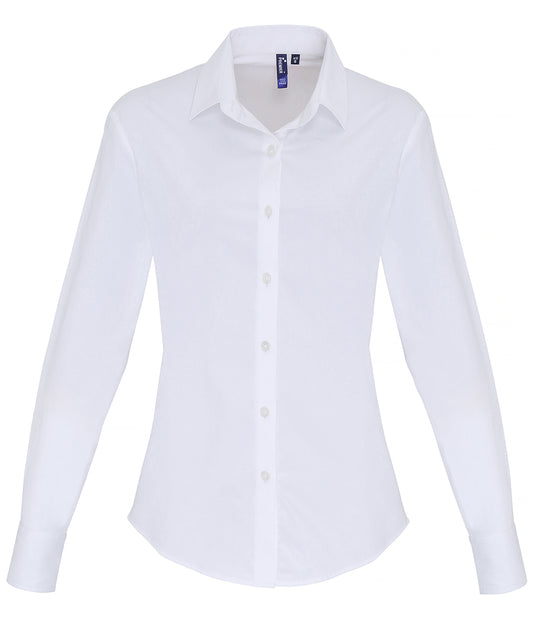 Women's stretch fit cotton poplin long sleeve blouse