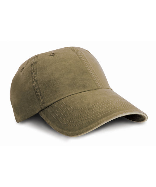 Washed fine line cotton cap with sandwich peak