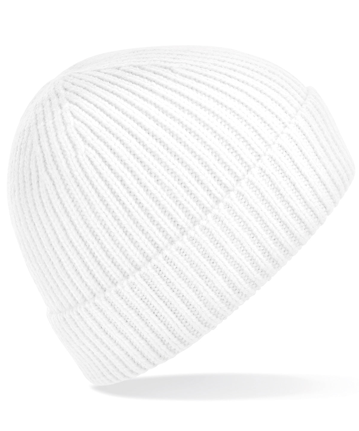 Engineered knit ribbed beanie