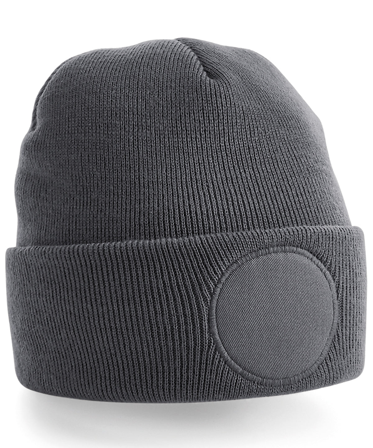 Circular patch beanie