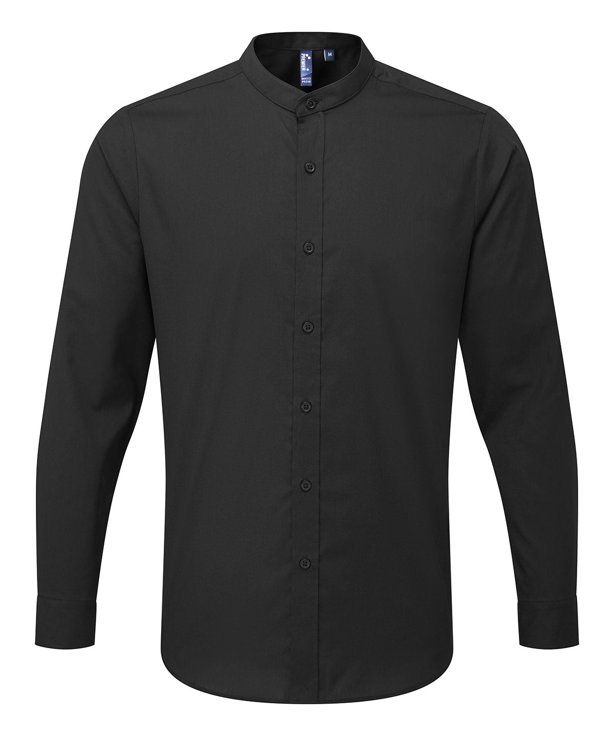 Banded collar grandad long sleeve shirt